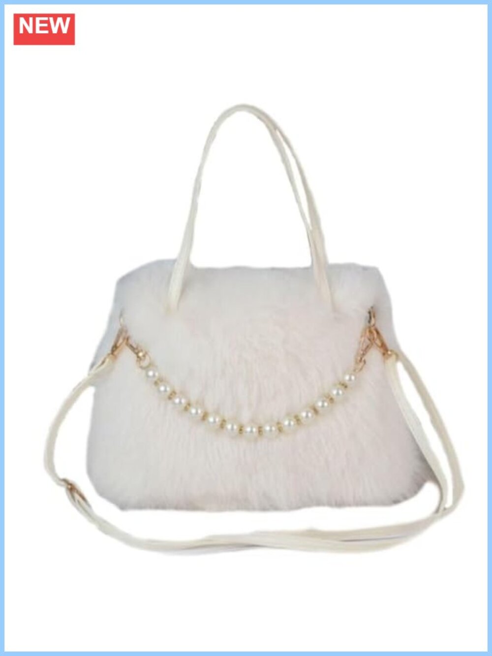Pearl Feather Tote Bag Fluffy Clutch Evening Handbag Wedding Party